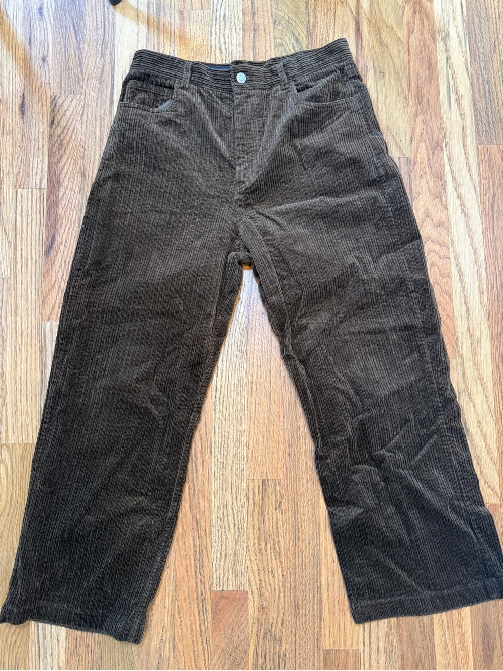 Zara Brown Corduroy Wide Leg High Rise Pants Size Large L